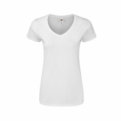 Women White T-Shirt Iconic V-Neck